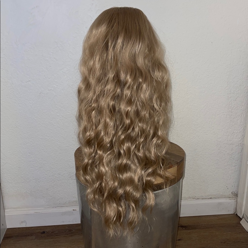 Long Blonde Wavy Wig 26”, Lace Front, Uncut Lace Front, Adjustable Cap # N